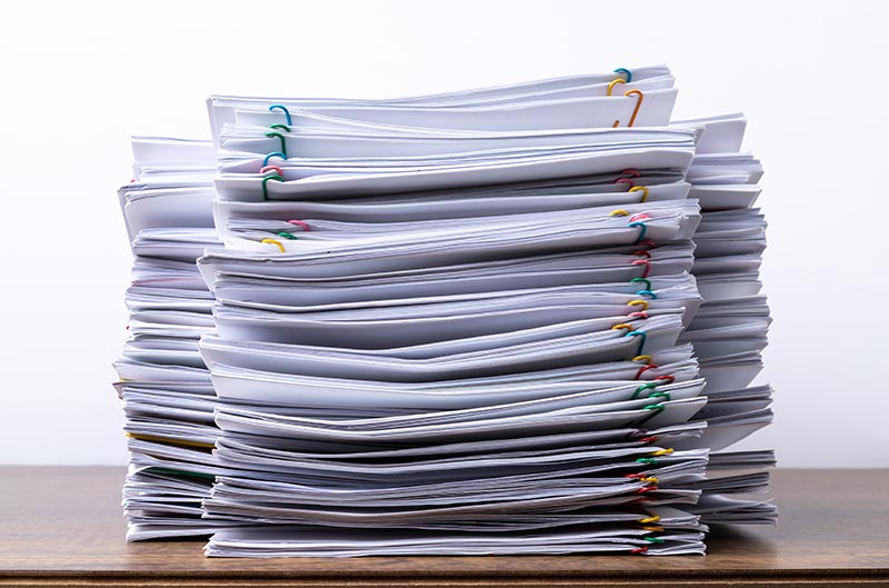 stack of paper for shredding